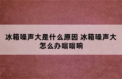 冰箱噪声大是什么原因 冰箱噪声大怎么办嗡嗡响